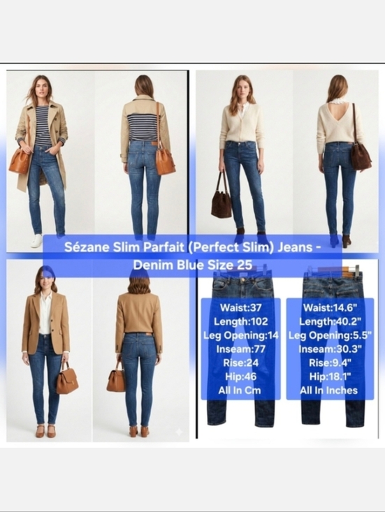 Sezane Denim - Sézane Slim Parfait (Perfect Slim) Jeans - Denim Blue Size 25